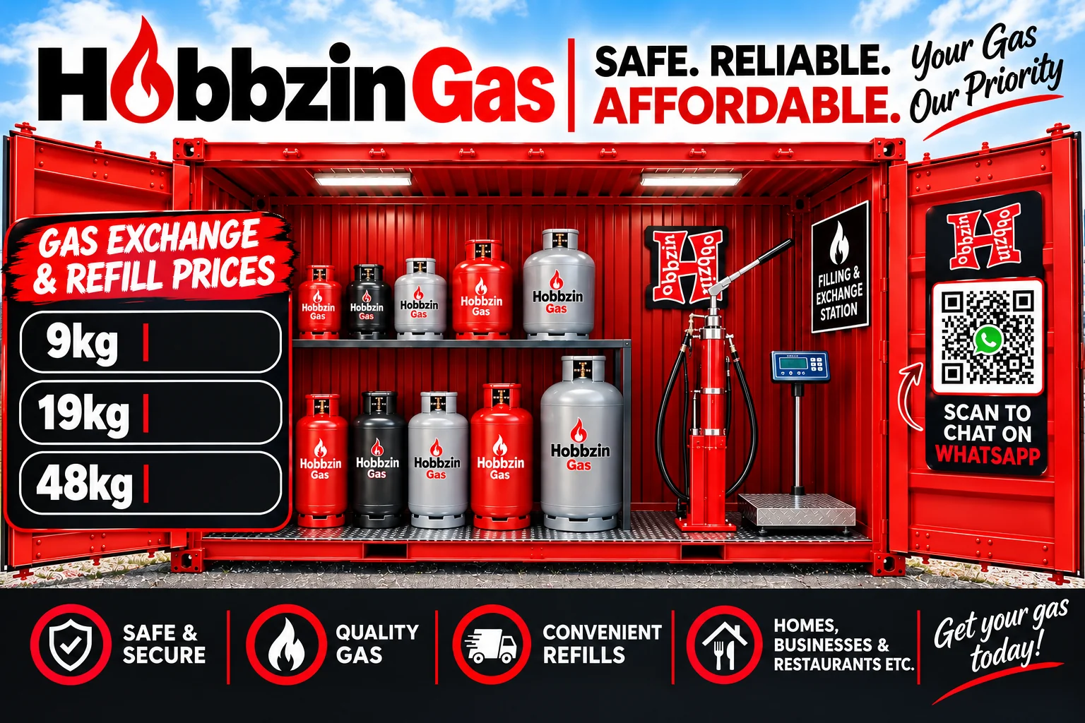 Shipping container with industrial gas equipment